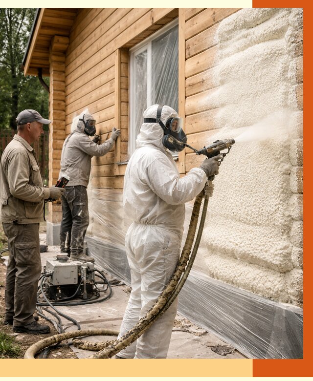 Утепление дома из бруса ППУ в Бугульме от 3892 руб/м2 под ключ | ТепломастерБгл