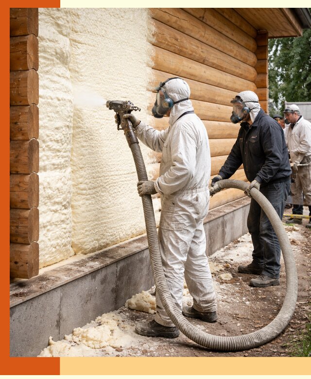 Утепление дома из бруса пенополиуретаном в Бугульме