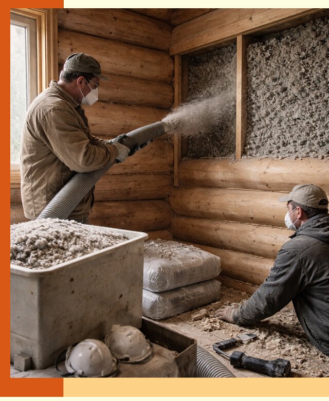 Утепление дома из бруса эковатой в Бугульме