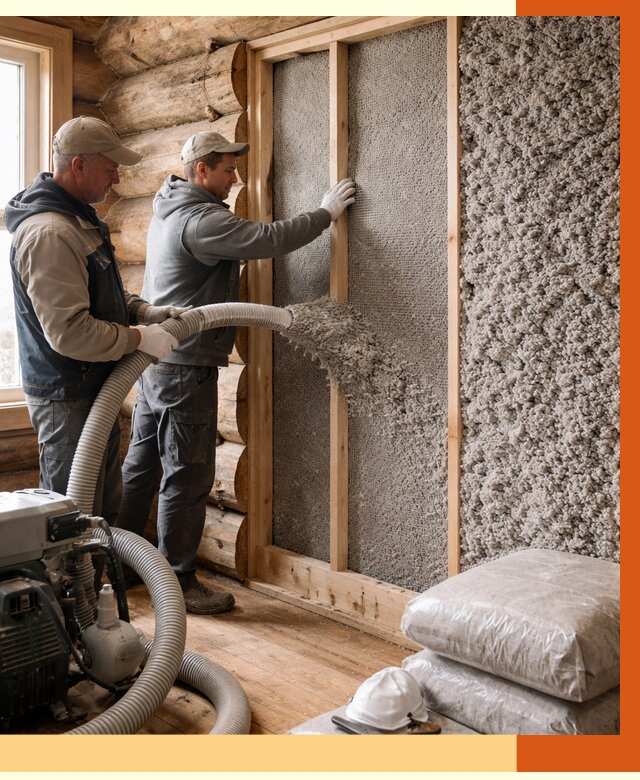 Утепление бревенчатого дома эковатой в Бугульме от 2780 руб. | ТепломастерБгл