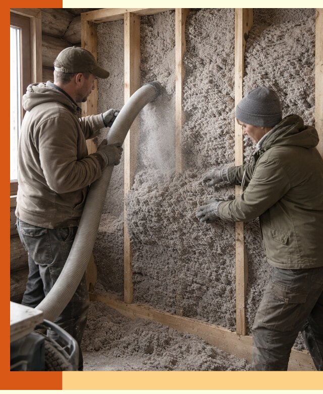 Утепление бревенчатого дома эковатой в Бугульме