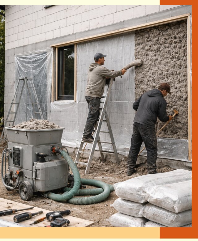 Утепление дома из газобетона эковатой в Бугульме от 4549 руб./м2 | ТепломастерБгл