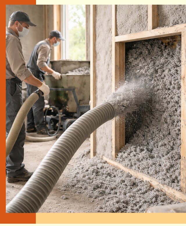 Утепление коттеджа эковатой в Бугульме с гарантией качества