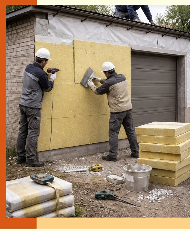 Утепление гаража снаружи в Бугульме качественно и надёжно