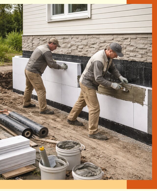 Утепление фундамента снаружи в Бугульме от 4245 руб. за м² | ТепломастерБгл