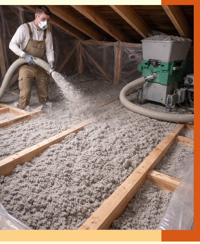 Утепление чердака эковатой в Бугульме от 1466 руб/м2 — заказать у ТепломастерБгл