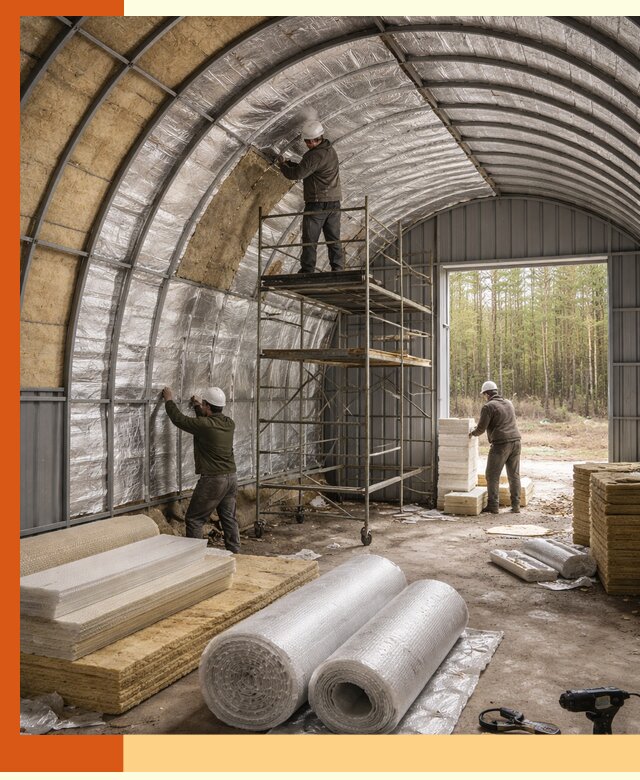 Утепление арочного ангара под ключ в Бугульме