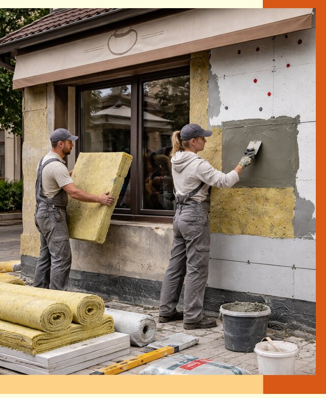 Утепление кафе в Бугульме от 4245 руб/м2 — комплексно под ключ | ТепломастерБгл