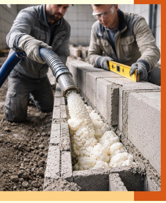 Заполнение колодцевой кладки ППУ в Бугульме от 4245 руб. за м2 | ТепломастерБгл