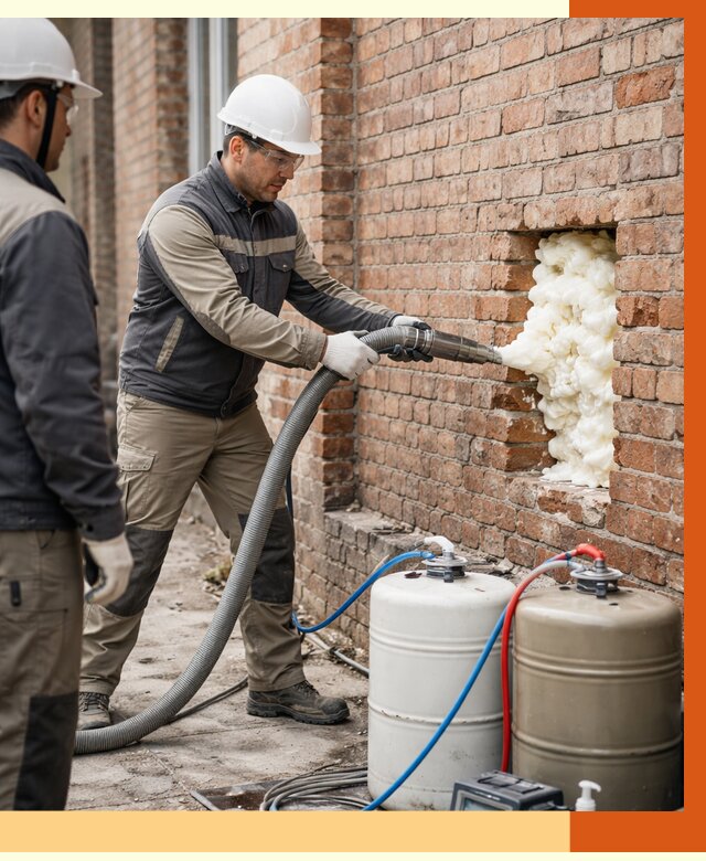 Заливка ППУ в пустоты кирпичной стены в Бугульме от 2780 руб. | ТепломастерБгл