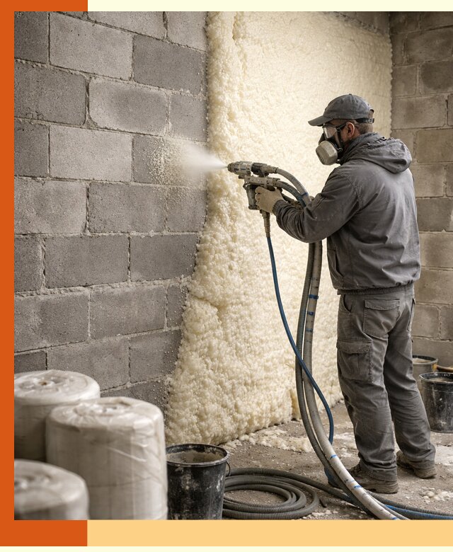 Утепление блочной стены ППУ в Бугульме качественно и надёжно