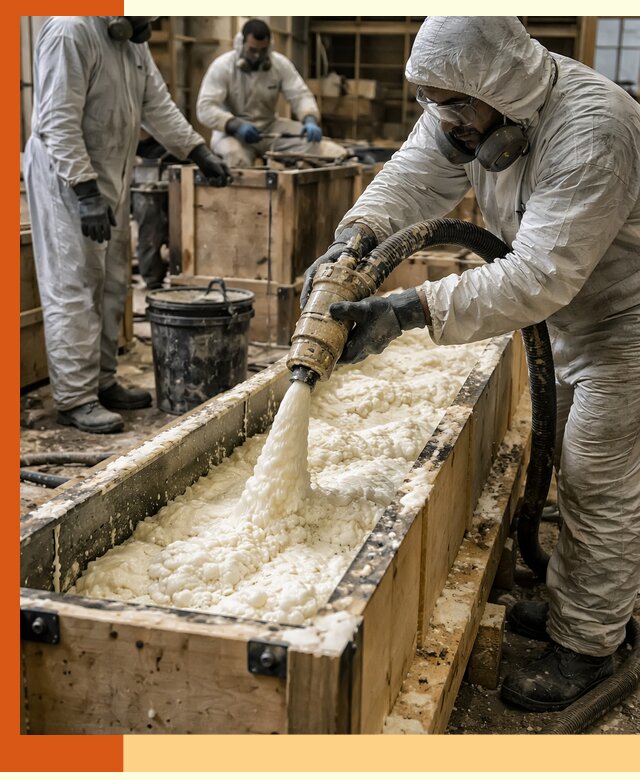 Заливка пенополиуретана в формы для утепления в Бугульме