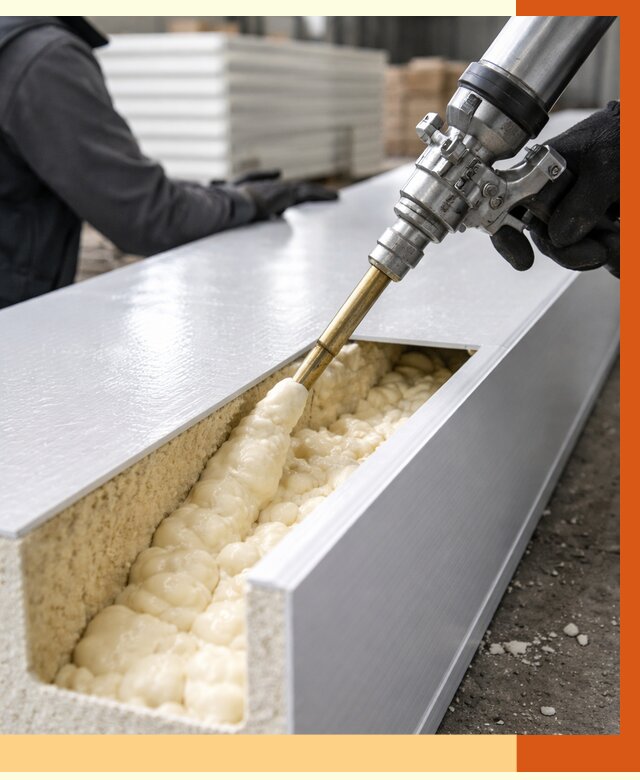 Заполнение пустот холодильных панелей в Бугульме от 7581 руб. | ТепломастерБгл