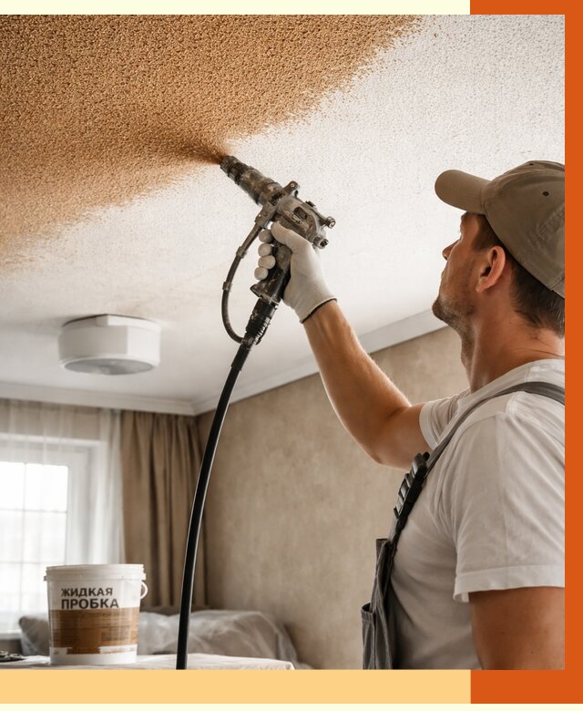 Утепление потолка жидкой пробкой в Бугульме от 3538 руб. | ТепломастерБгл