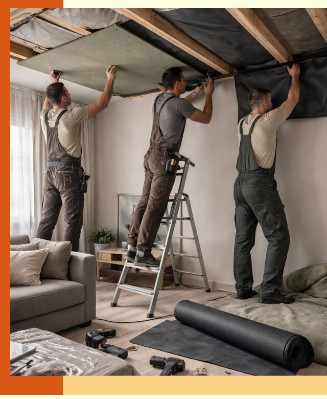 Шумоизоляция потолка в Бугульме — профессиональное устранение шумов