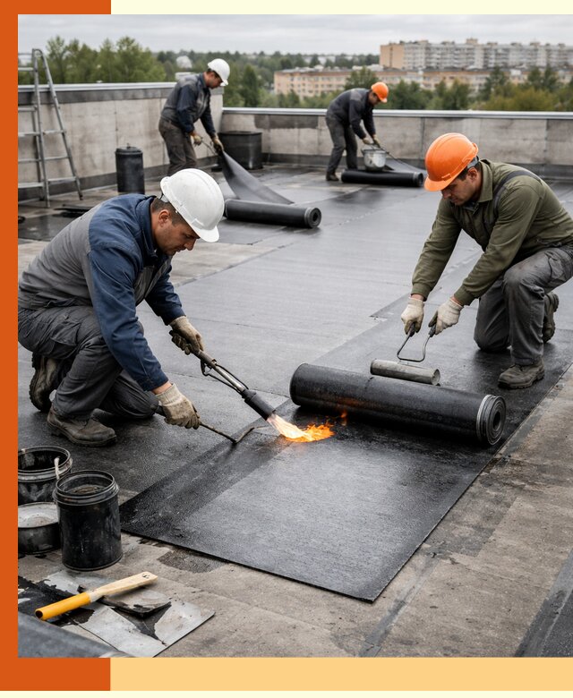 Профессиональная гидроизоляция плоской кровли в Бугульме