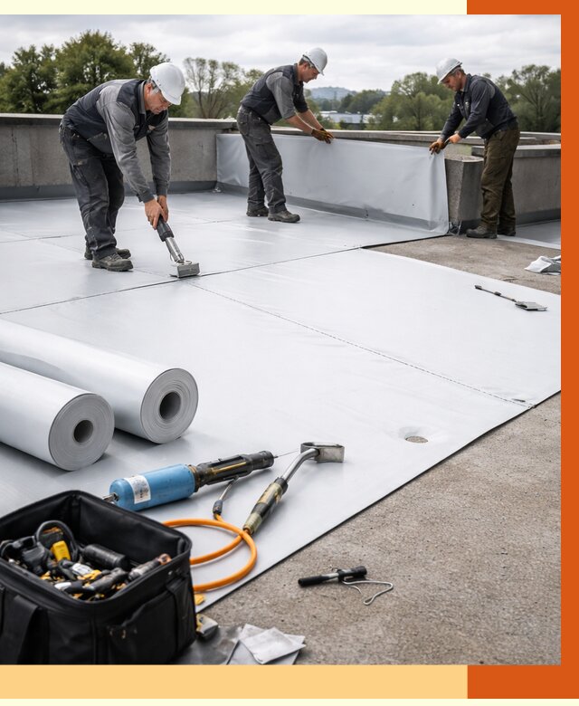 Гидроизоляция мембранной кровли в Бугульме от 7581 руб./м² — профессионально | ТепломастерБгл