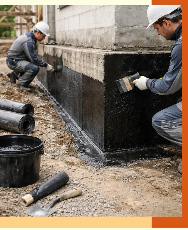 Гидроизоляция фундамента в Бугульме от 1264 руб. — профессионально, под ключ | ТепломастерБгл