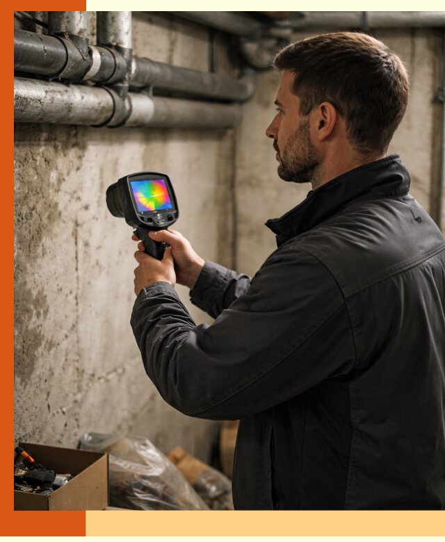 Тепловизионное обследование подвала в Бугульме для поиска утечек тепла