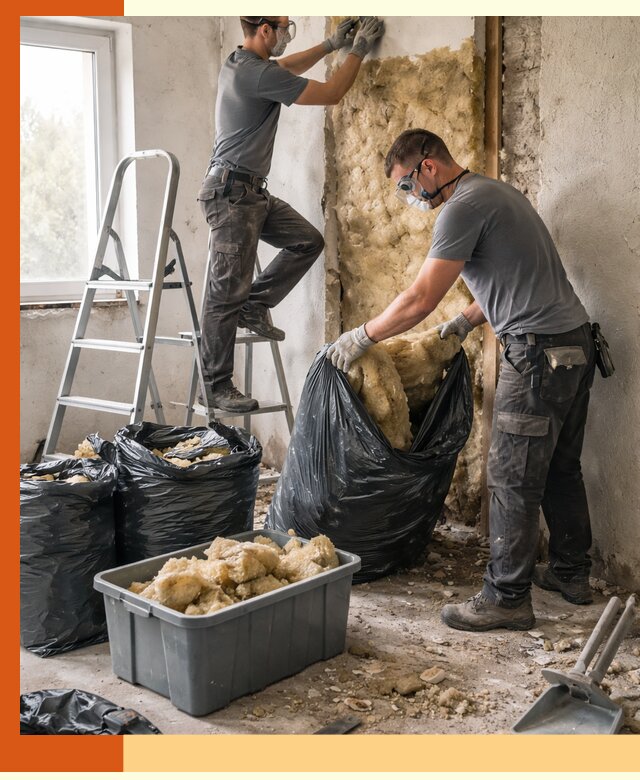 Демонтаж старого утеплителя и вывоз отходов в Бугульме